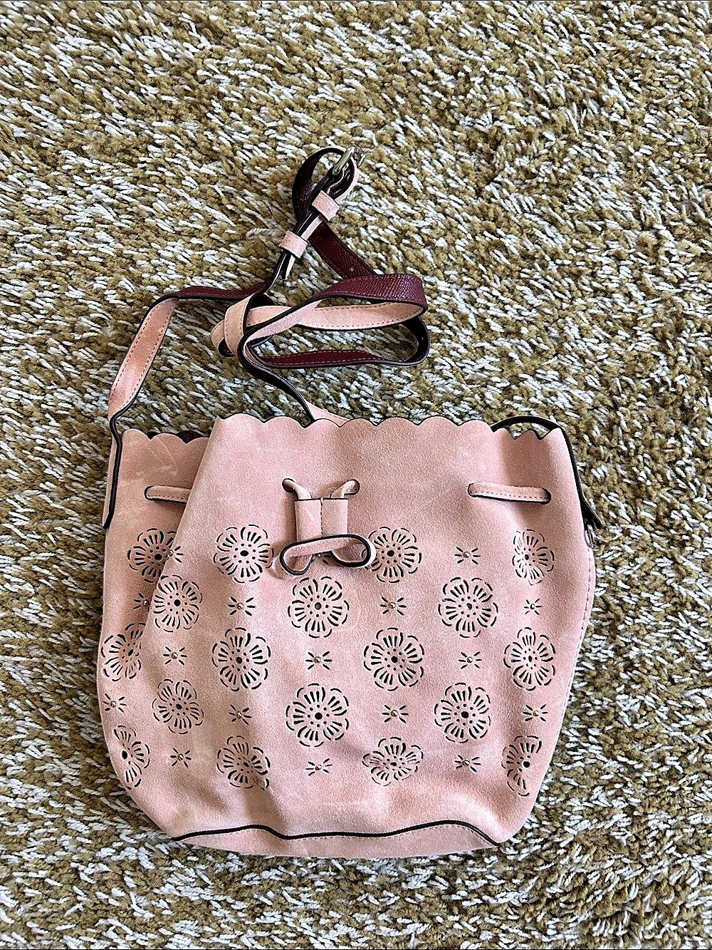 Coach Floral Shoulder Bag in Pink & Burgundy